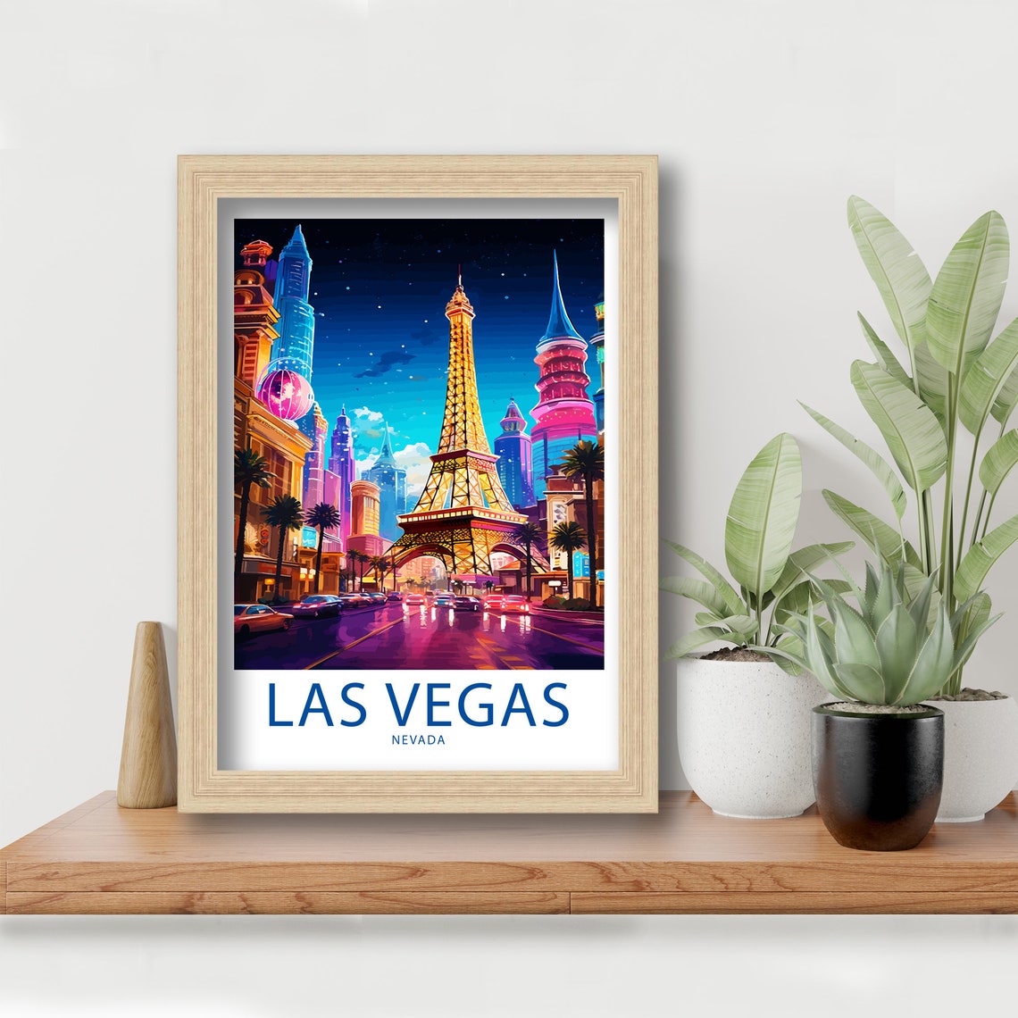 Las Vegas Nevada Eiffel Tower Neon Boulevard Nightlife Art Poster - Image 5