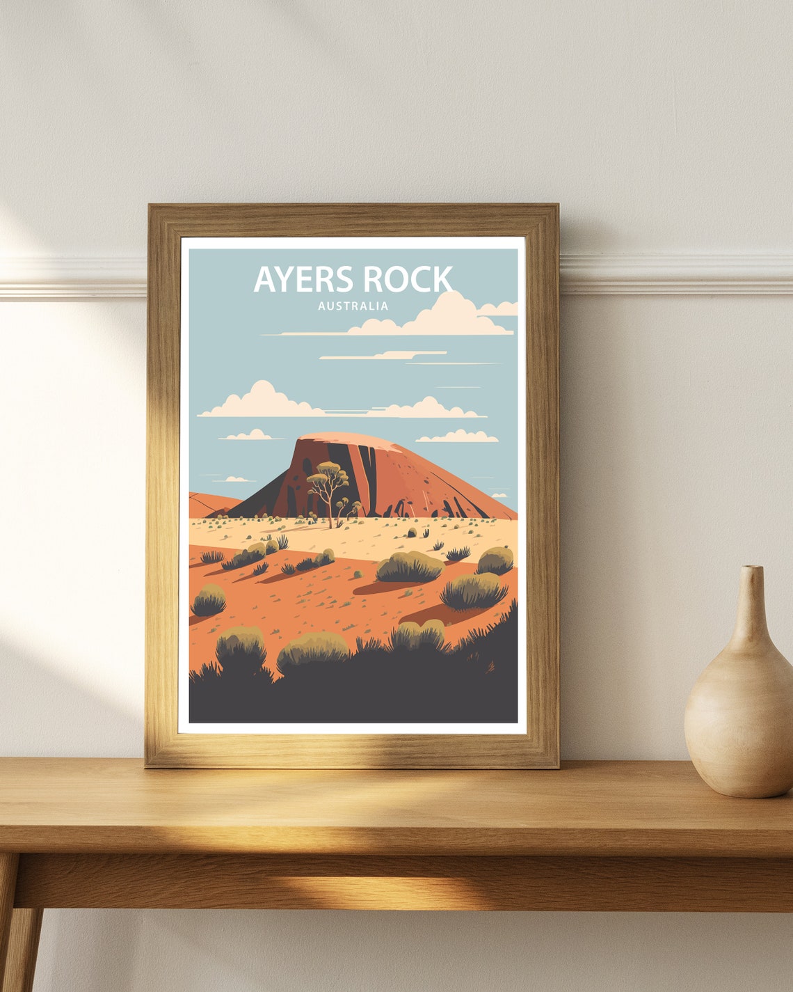 Ayers Rock Australia Orange Desert Monolith Retro Travel Poster - Image 4