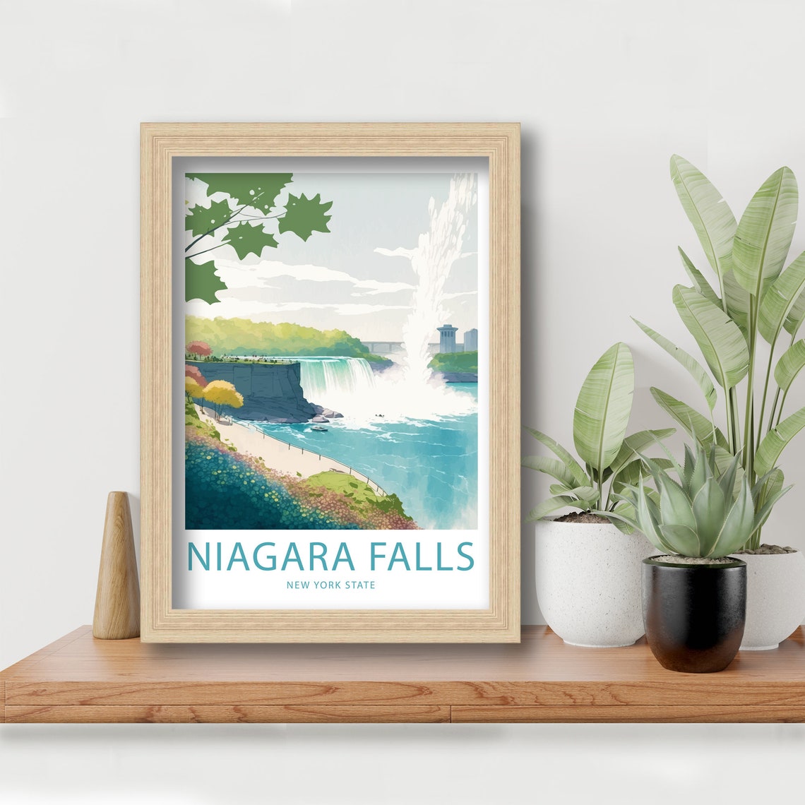 Niagara Falls New York State Riverside Path Illustrated Travel Poster - Image 5