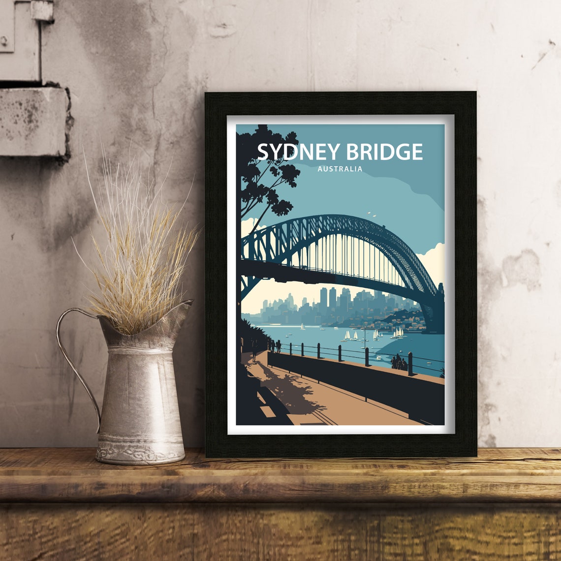 Sydney Harbour Bridge Australia Skyline Retro Duotone Travel Poster - Image 5