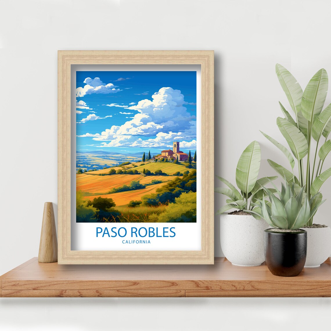 Paso Robles California Golden Countryside Hilltop Chapel Travel Poster - Image 5
