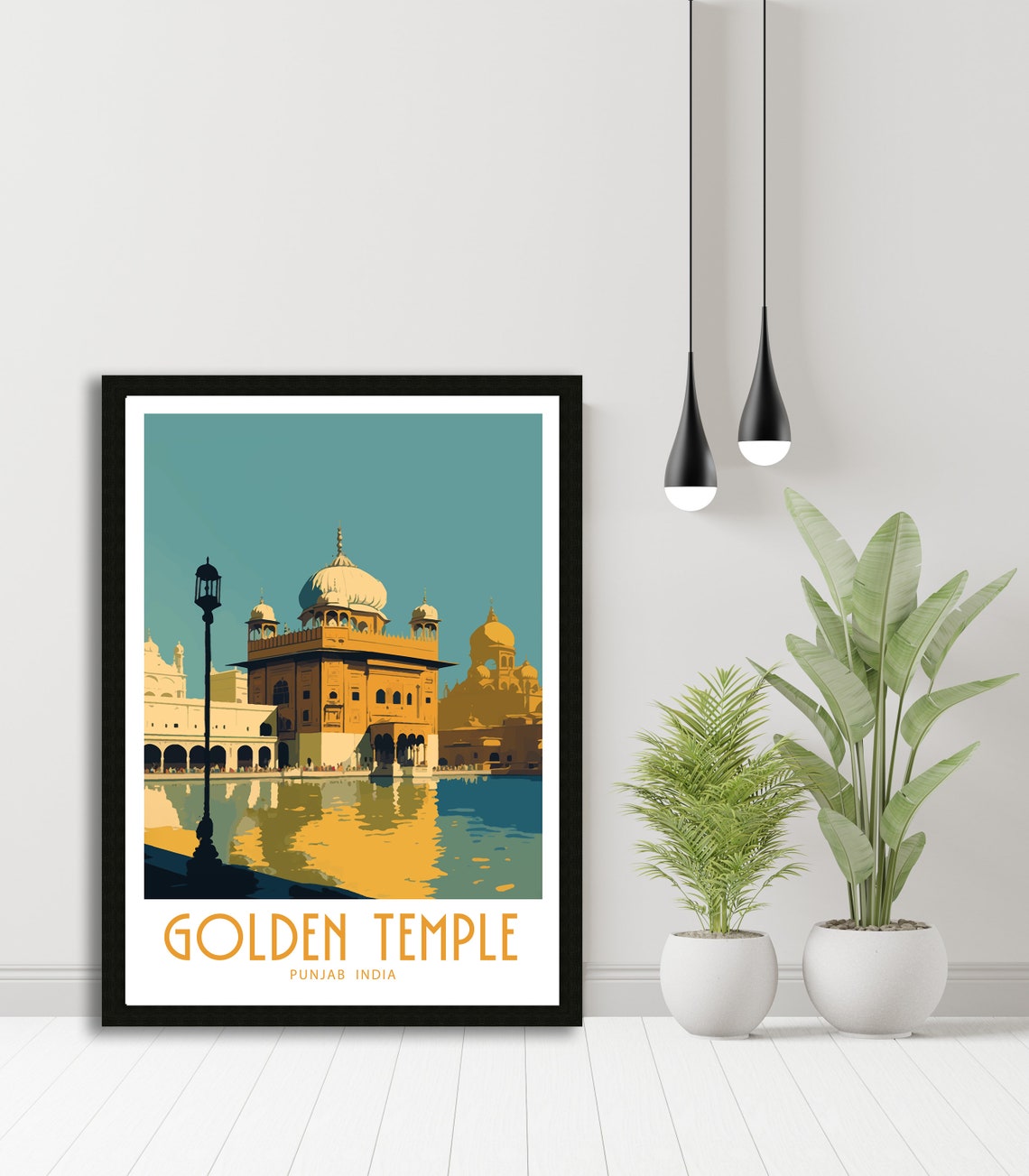 Golden Temple Punjab India Vintage Travel Poster Sunset View - Image 2