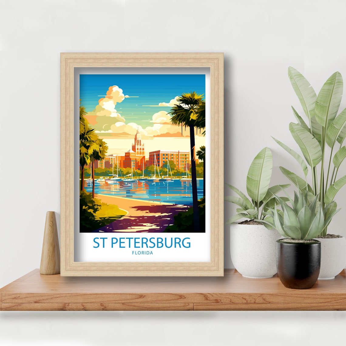 St Petersburg Florida Marina Waterfront Sunset Scene Travel Poster - Image 6