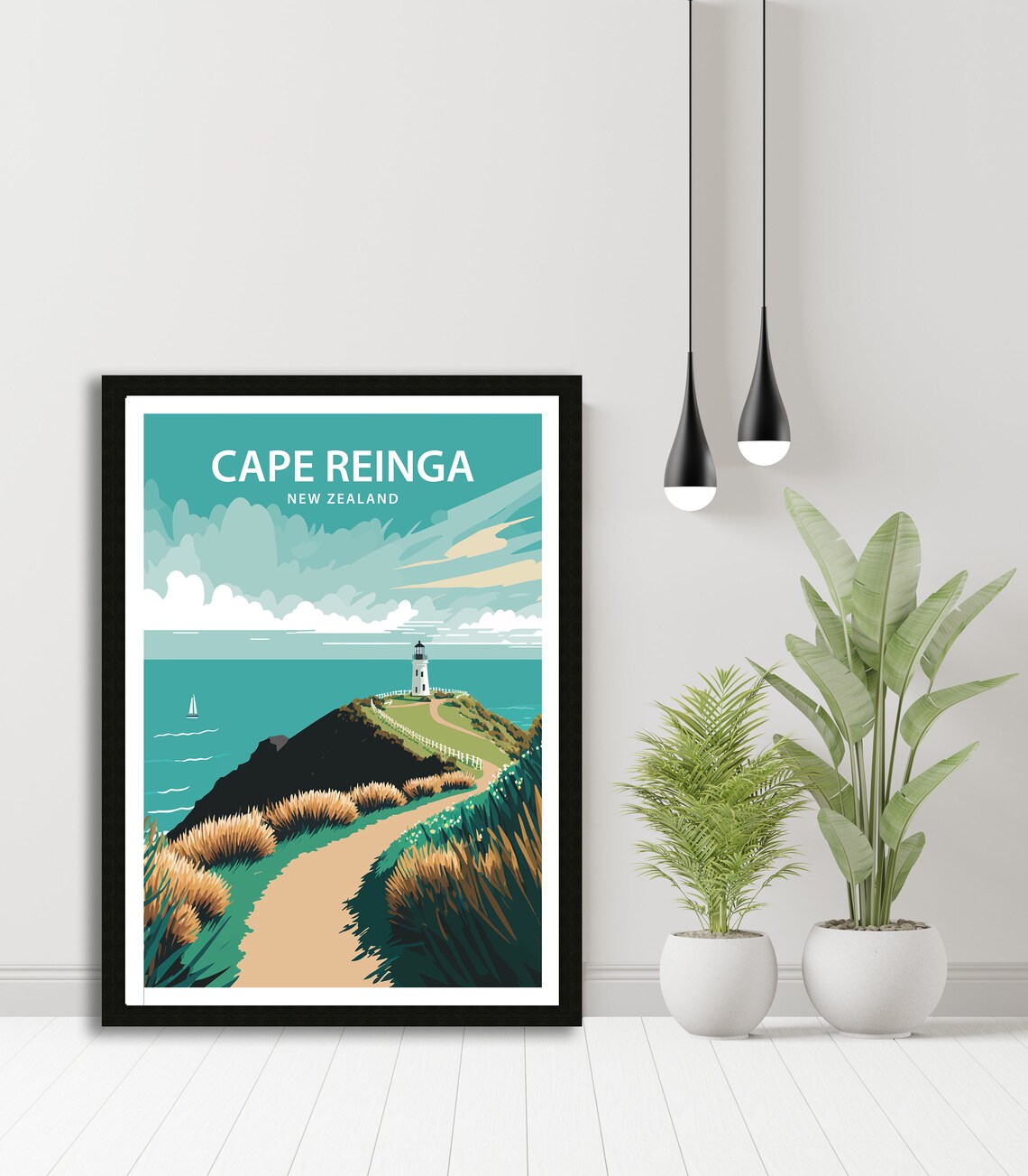 Cape Reinga New Zealand Travel Poster, Lighthouse View - Image 4