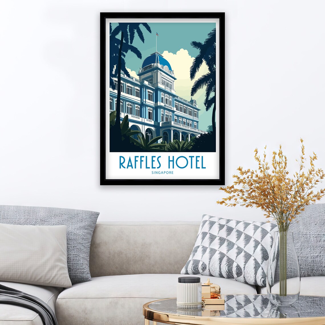 Raffles Singapore Travel Poster, Singapore City Art Print - Image 2