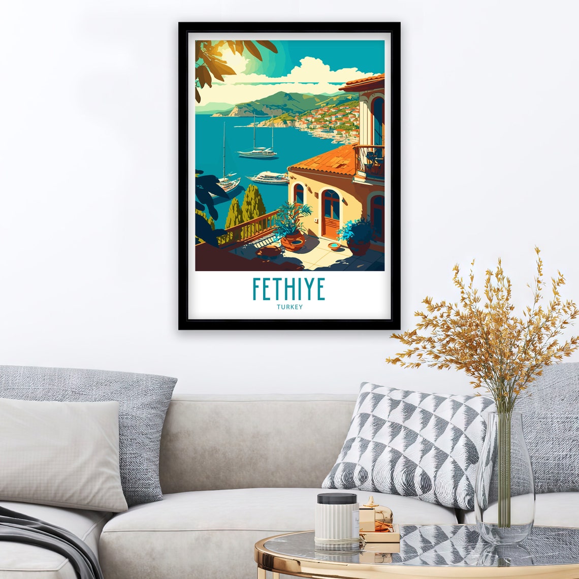 Fethiye Travel Print Wall Art Fethiye Turkey Travel Poster Gift Fethiye Turkey Scenery Wall Art Fethiye Turkey Gift Wall Art Fethiye Turkey - Image 3