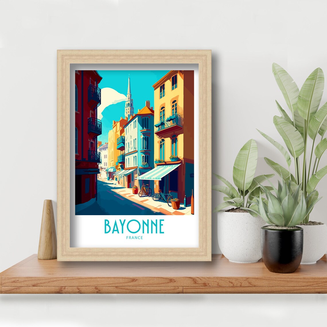Bayonne France Charming Old Town Street Scene Vintage Travel Poster - Image 6
