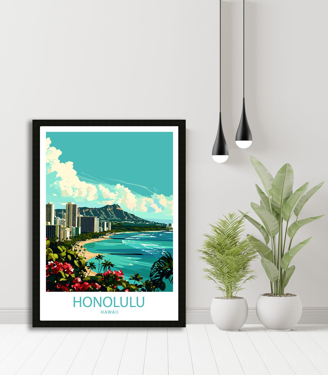 Honolulu Travel Poster, Hawaii City Wall Decor - Image 4