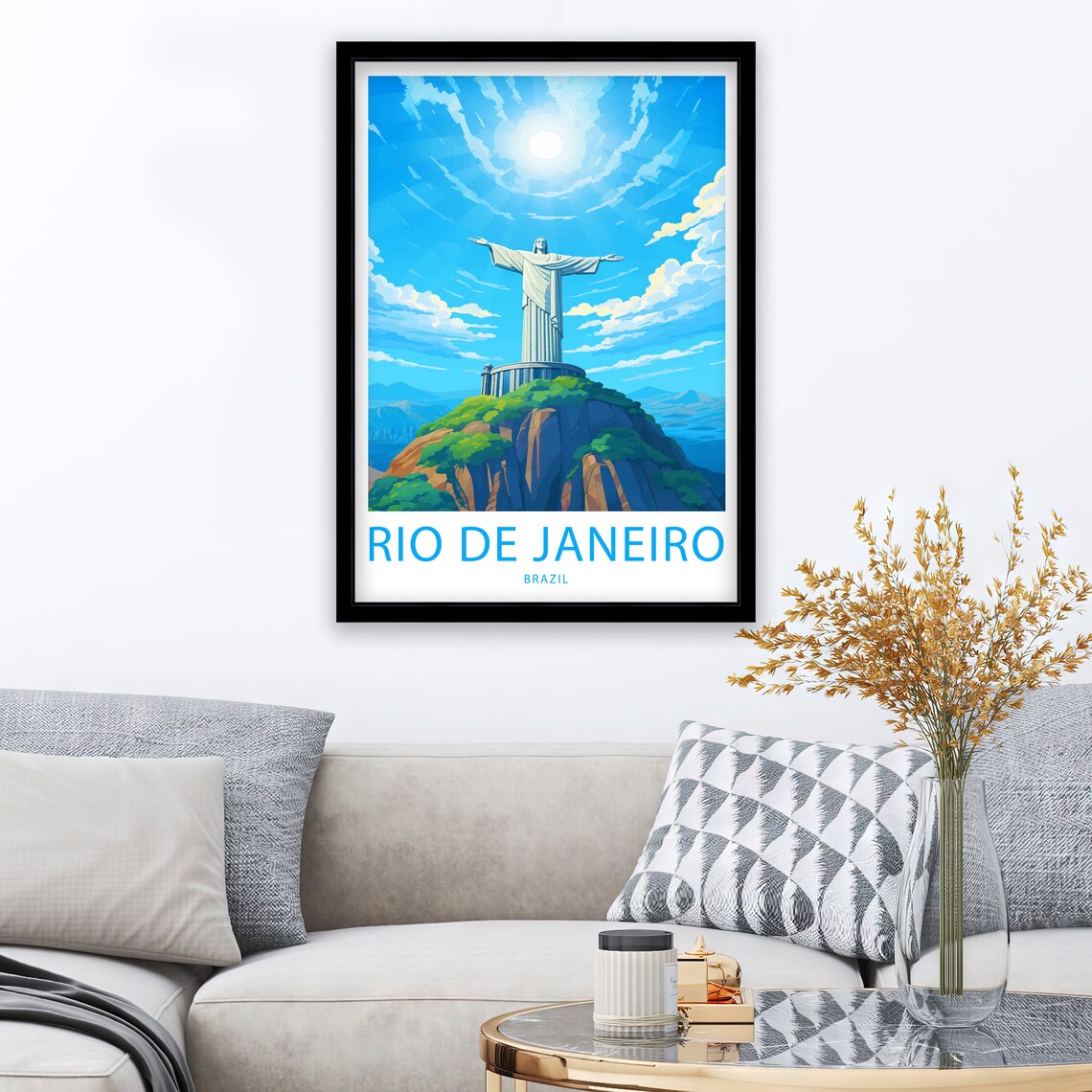 Rio de Janeiro Brazil Christ the Redeemer Illustrated Travel Poster - Image 2