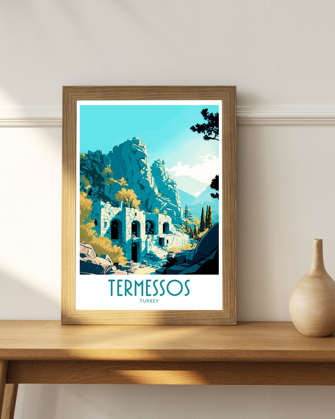 Termessos Turkey Mountain Ruins Theatre Vintage Travel Poster - Image 4