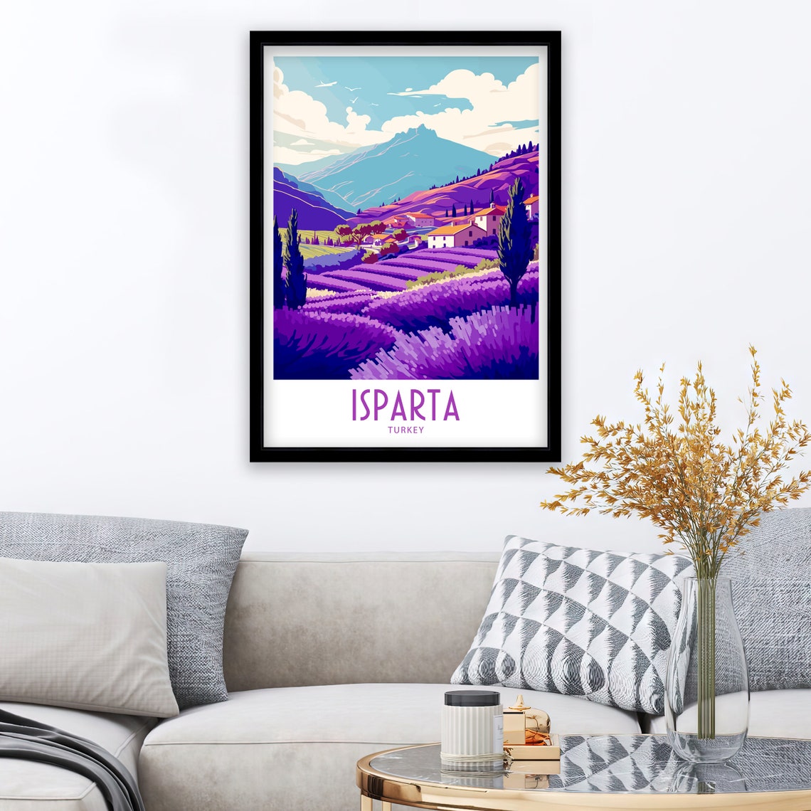 Isparta Turkey Lavender Fields in Bloom Vintage Travel Poster - Image 3