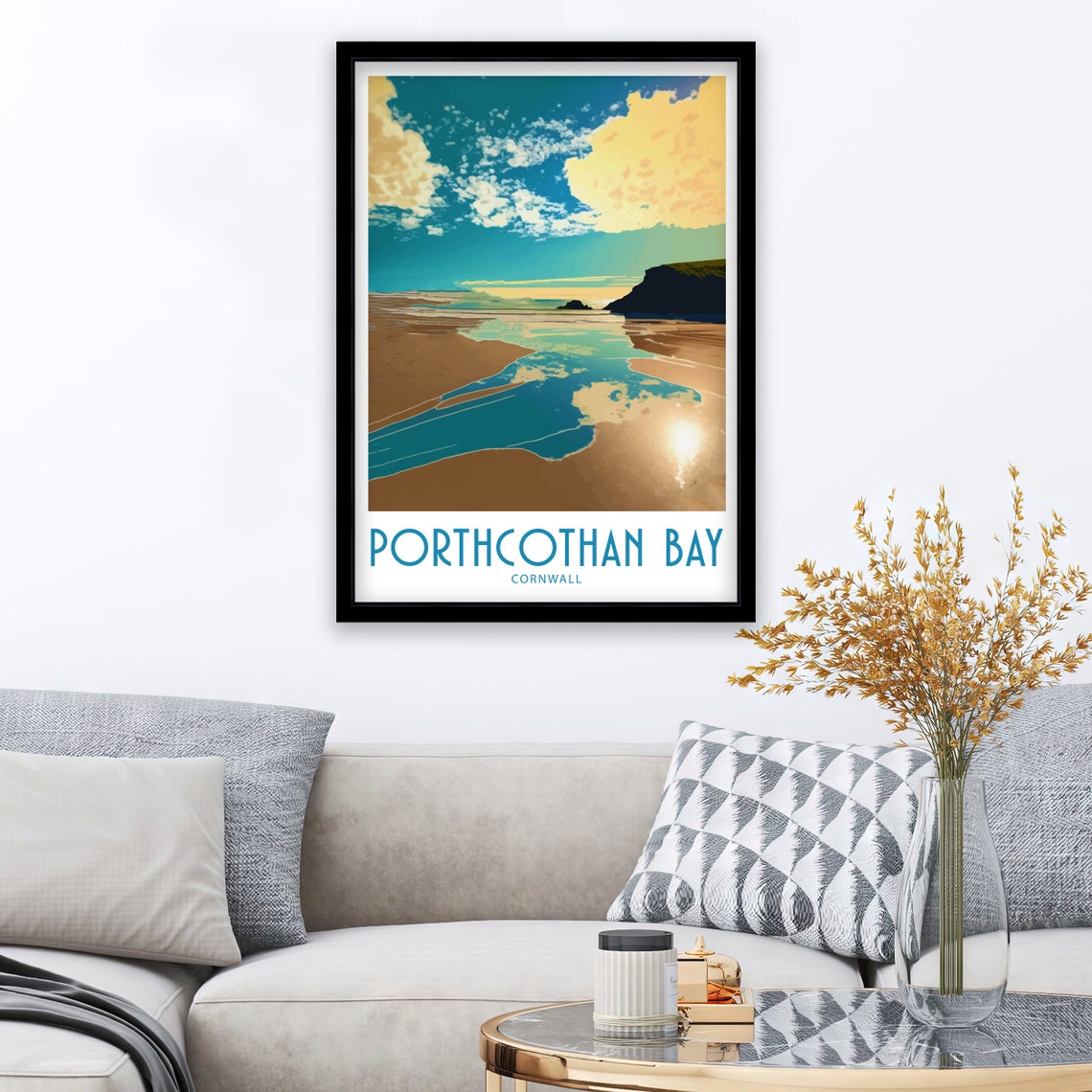 Porthcothan Bay Cornwall Golden Sands Cliffs Ocean Travel Poster - Image 5