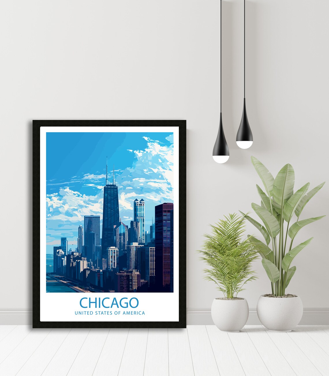 Chicago Illinois Downtown Skyline Towers Cityscape Day Travel Poster - Image 4