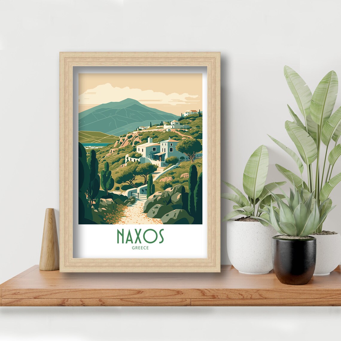 Naxos Greece Hillside Village Mountain View Retro Travel Poster - Image 6