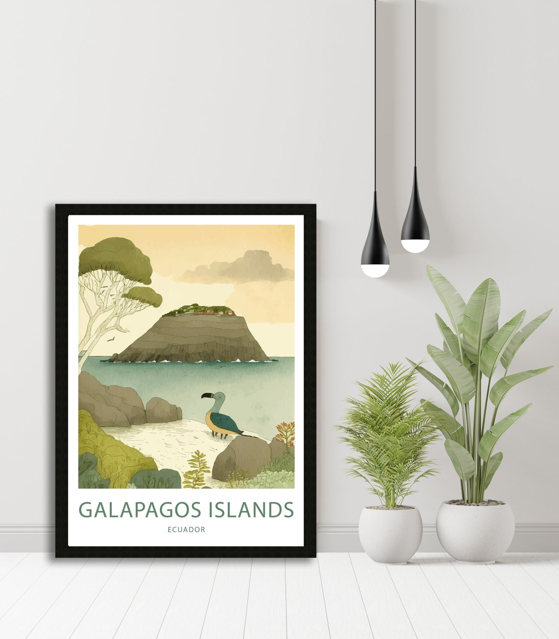 Galapagos Islands Ecuador Blue Footed Booby Vintage Island Art Poster - Image 5