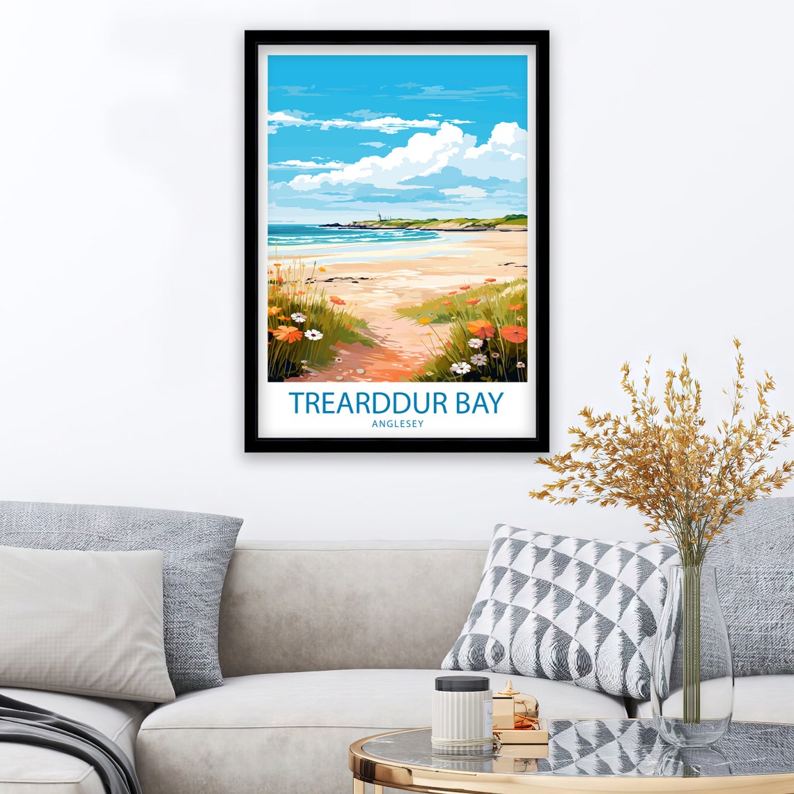 Trearddur Bay Anglesey Wildflower Dunes Sandy Beach Travel Poster - Image 2