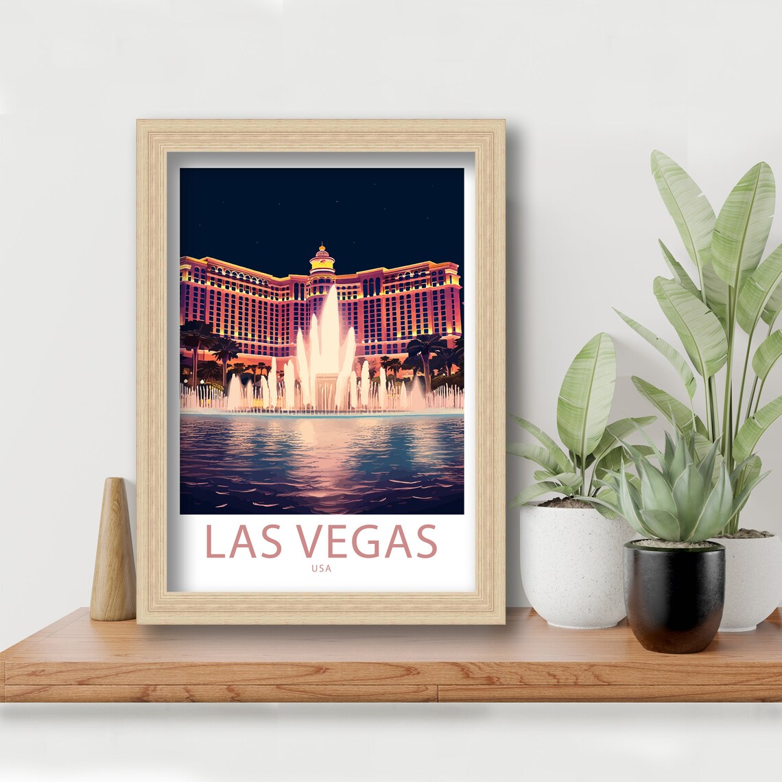 Las Vegas USA Bellagio Fountains Night Glow Casino Lights Poster - Image 5