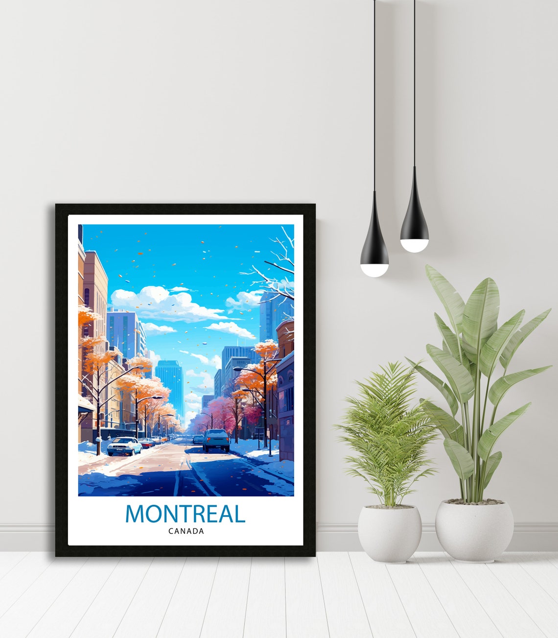 Montreal Canada Snowy Downtown Street Winter Travel Scene Poster - Image 4