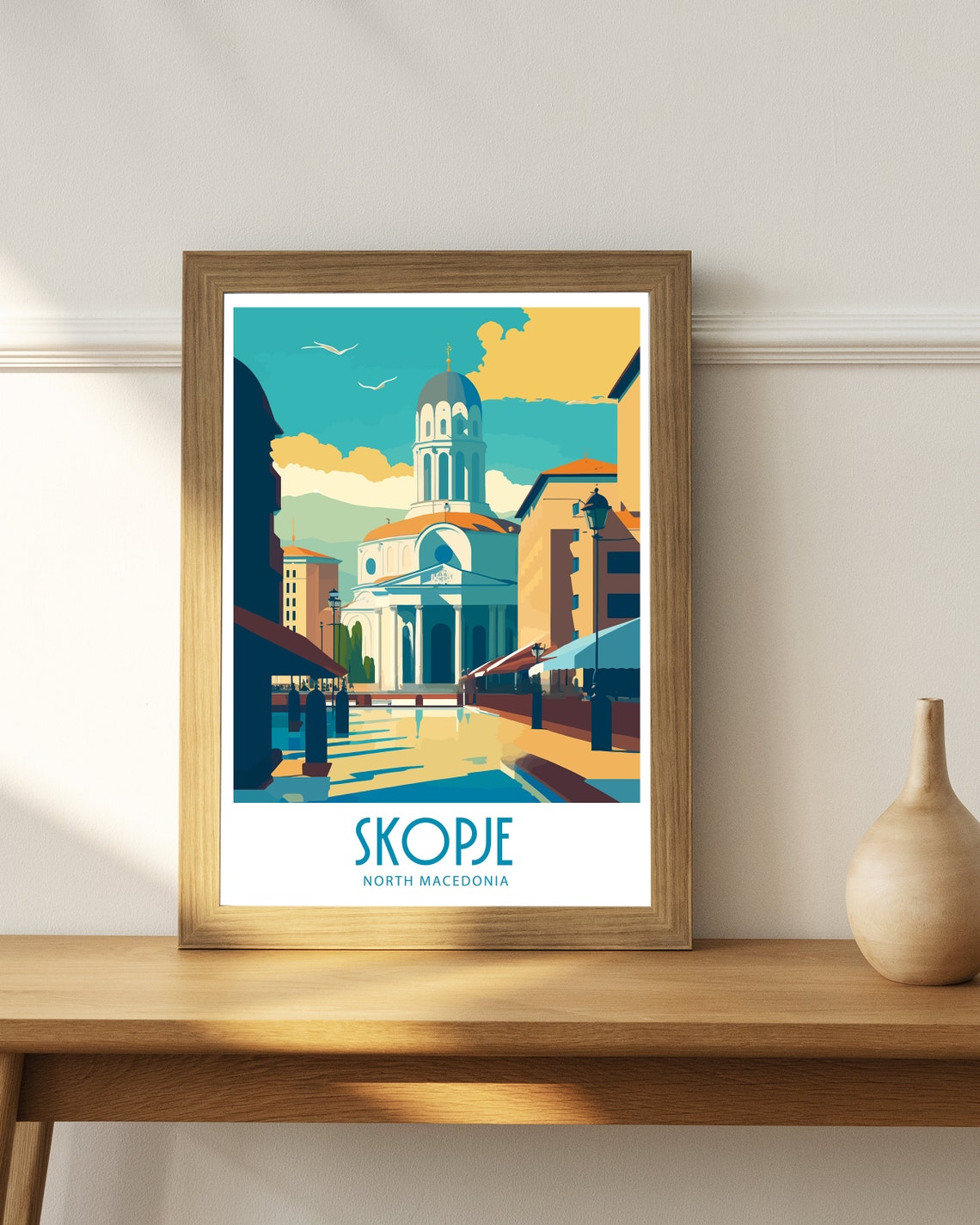 Skopje Travel Print Skopje Macedonia Wall Art Skopje Home Living Decor Skopje Macedonia Illustration Travel Poster Gift For Skopje Macedonia - Image 4
