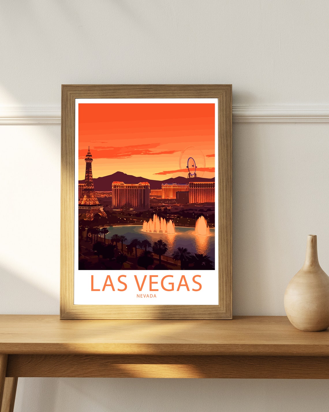 Las Vegas Nevada Paris Eiffel Tower High Roller Sunset Glow Poster - Image 4