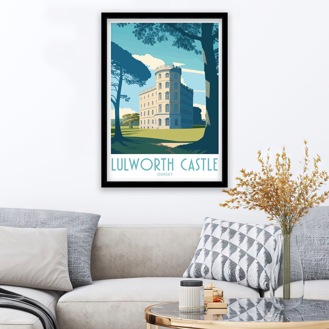 Lulworth Castle Travel Poster, Dorset Landmark - Image 3