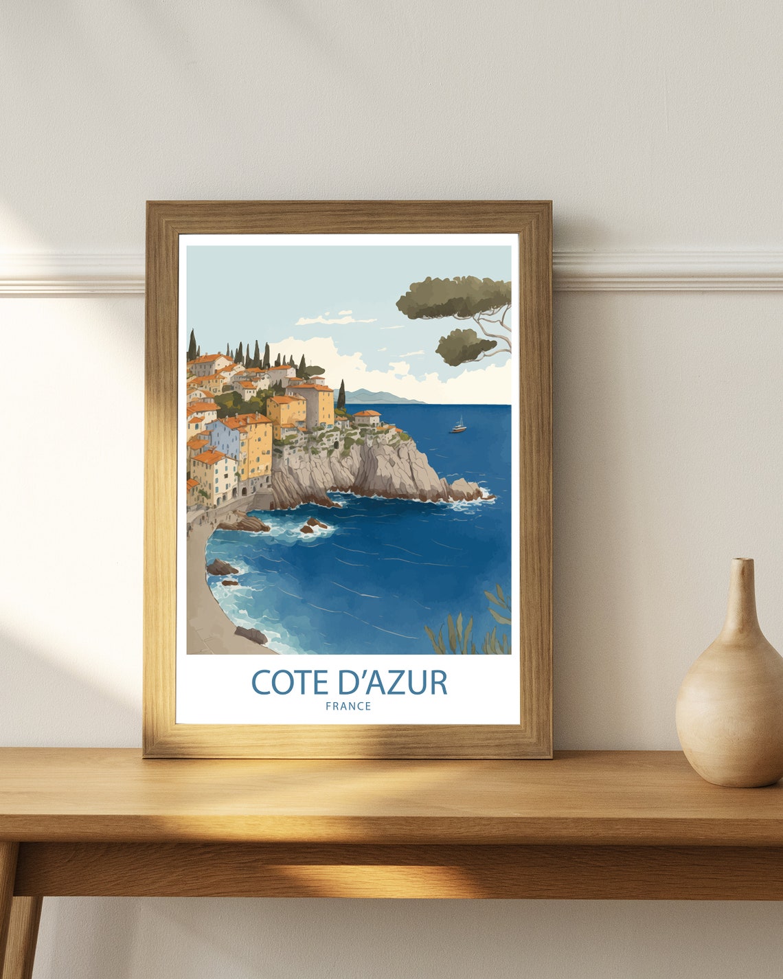 Cote Dazur Art Print Travel Poster Cote D Azur Poster France Print France Travel Poster Cote D Azur Print Cote D Azur Poster - Image 3