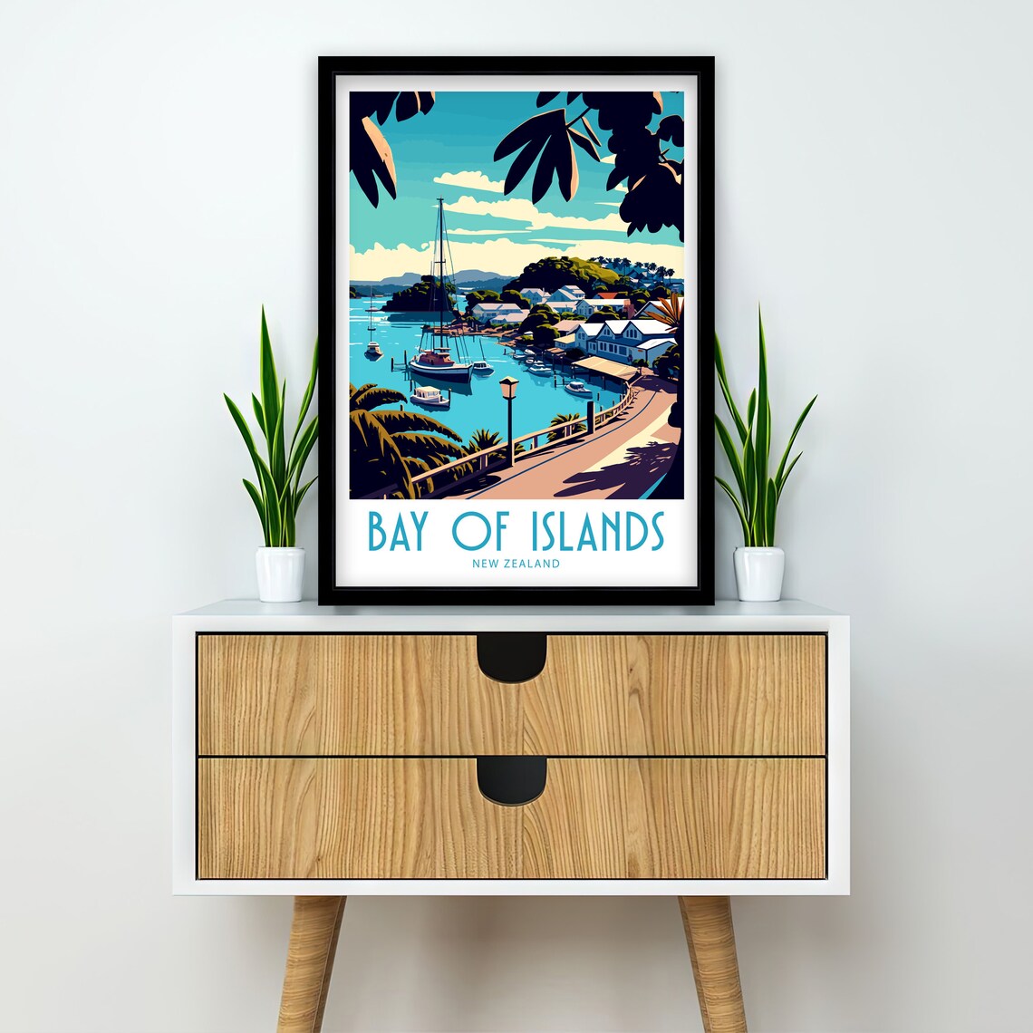 Bay Of Islands Travel Poster, New Zealand Travel Art - Image 2
