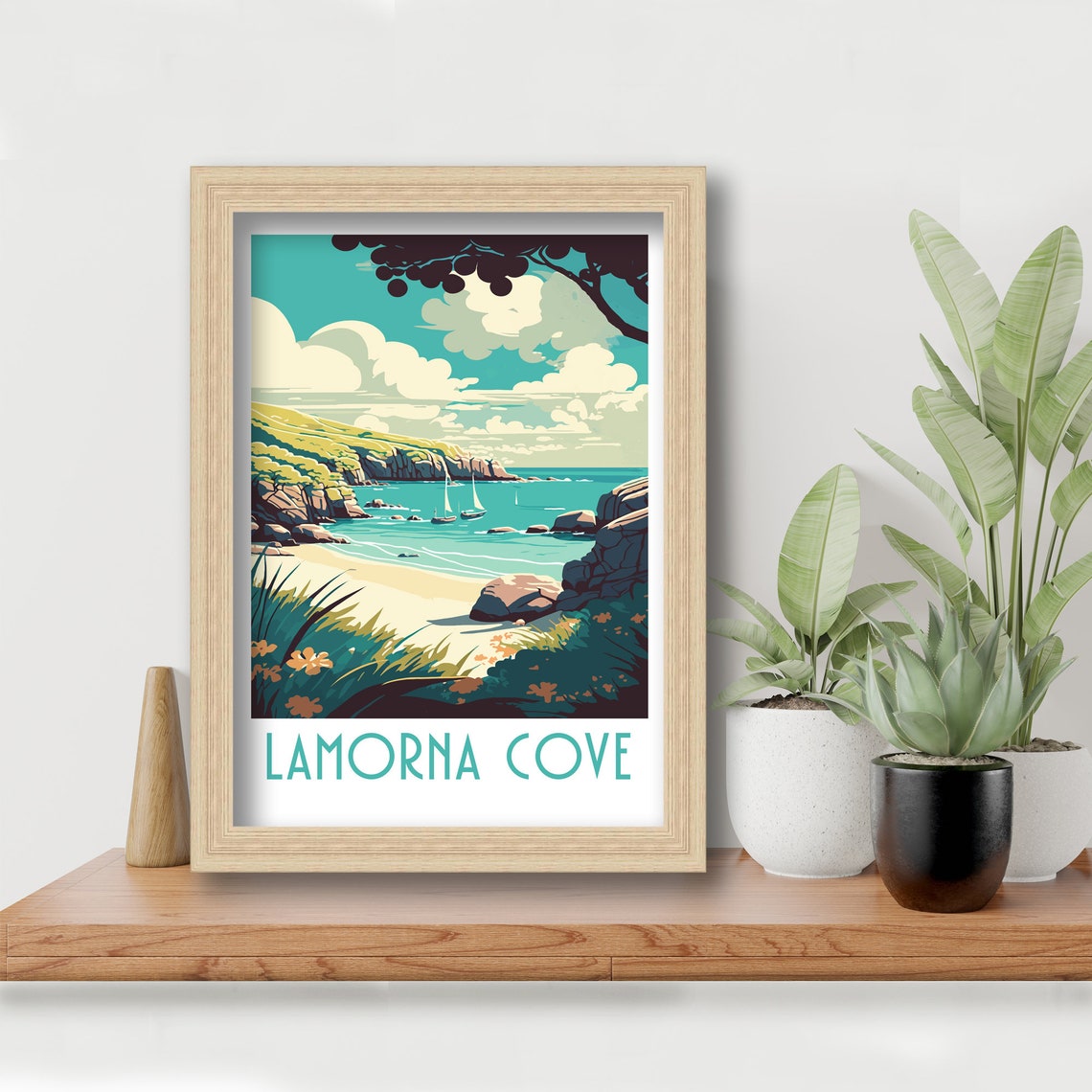 Lamorna Cove Cornwall Sailing Boats Hidden Cove Retro Travel Poster - Image 6