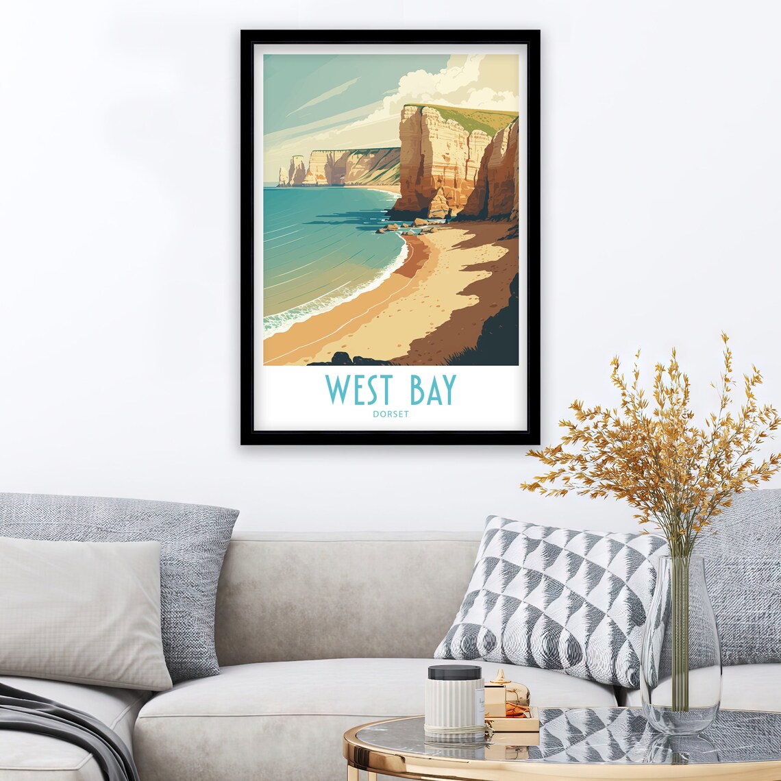West Bay Dorset Travel Poster, Scenic Art Print - Image 4