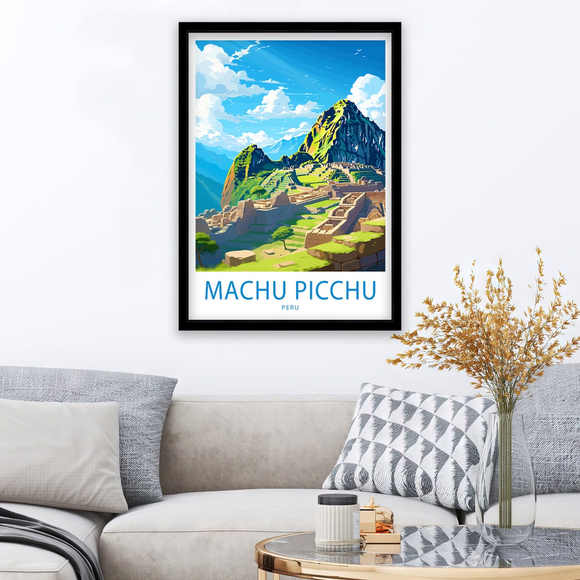 Machu Picchu Peru Ancient Ruins Mountain Illustrated Travel Poster - Image 3