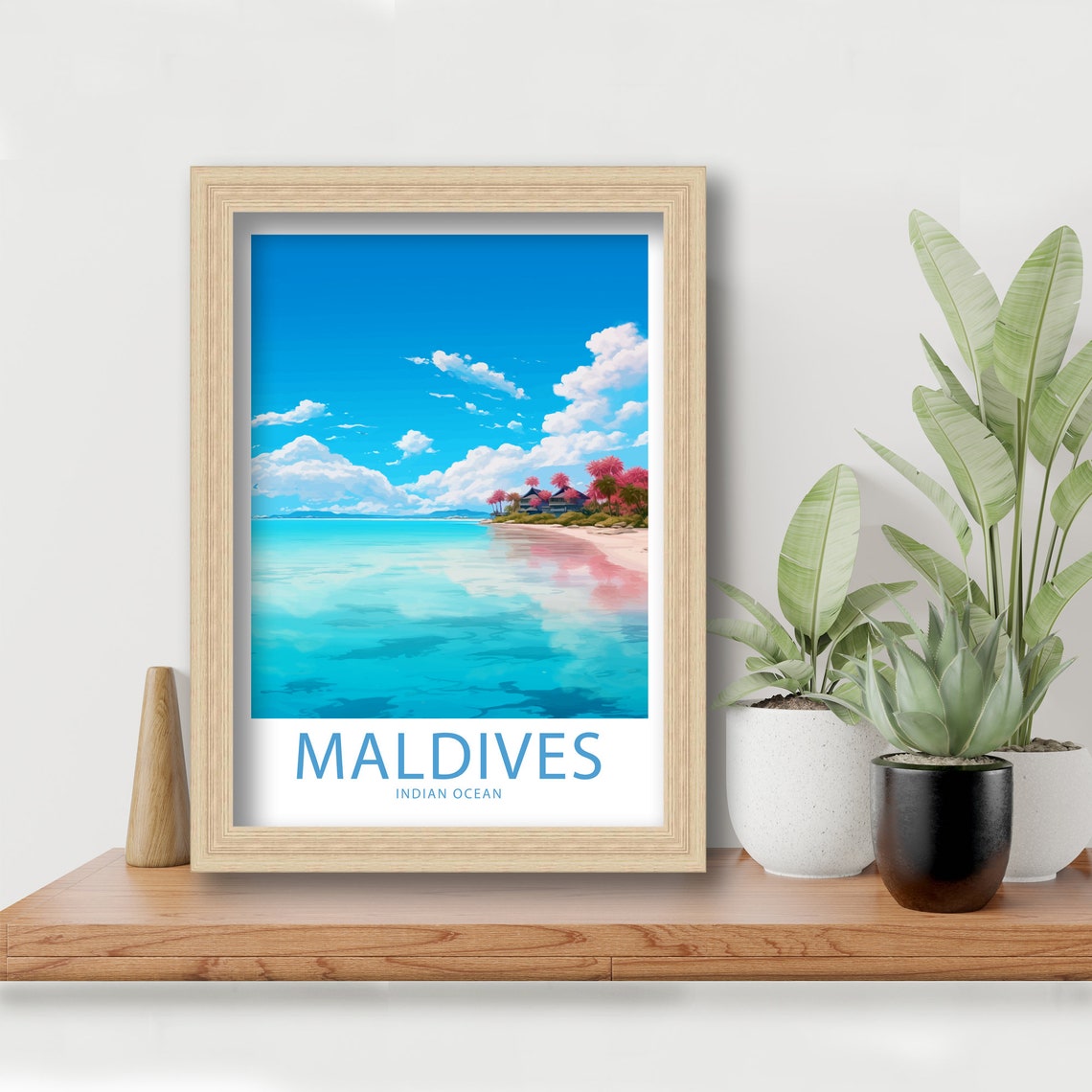 Maldives Indian Ocean Turquoise Shoreline Palm Resort Beach Poster - Image 5