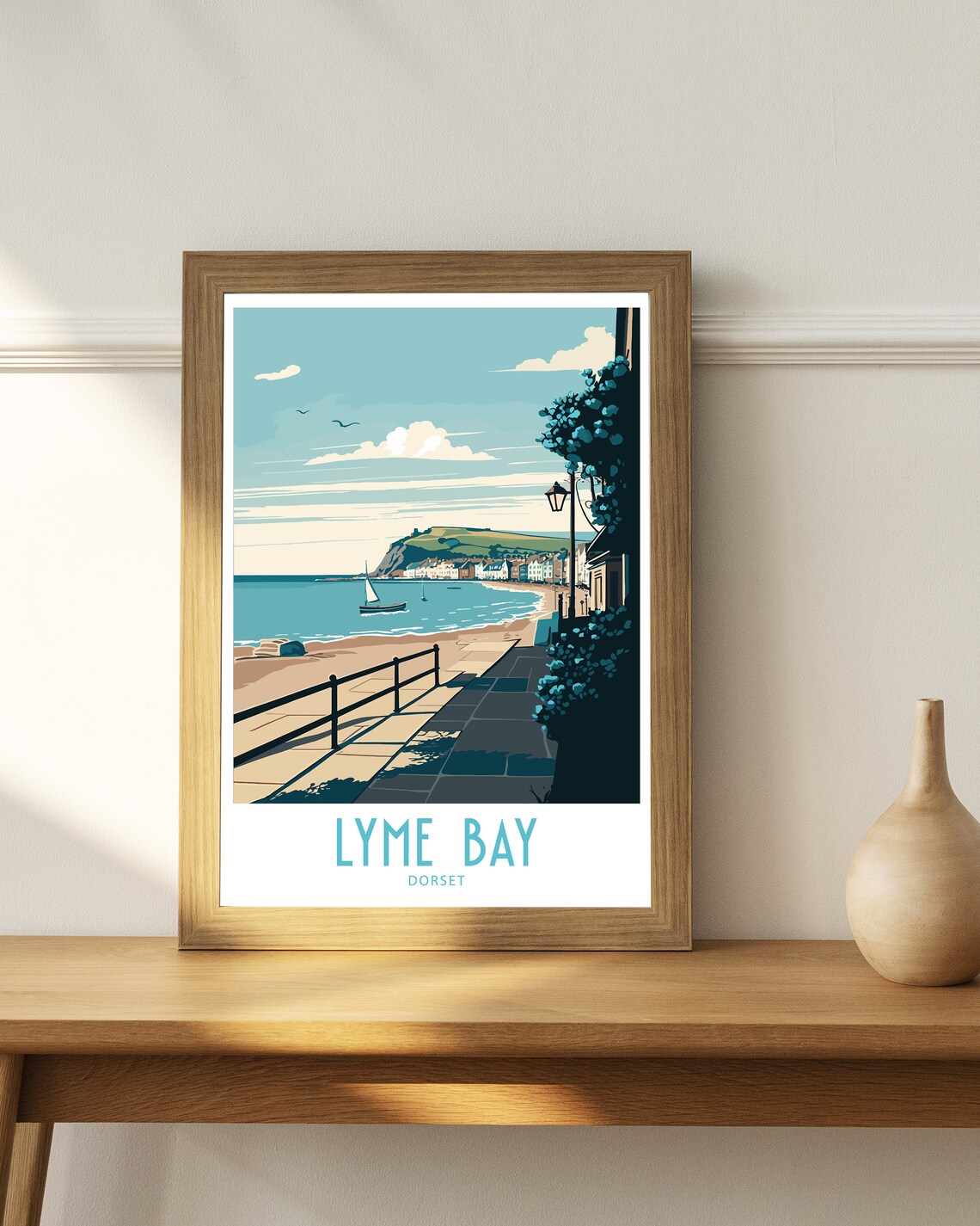 Lyme Bay Travel Poster, Dorset Coastal View - Image 4