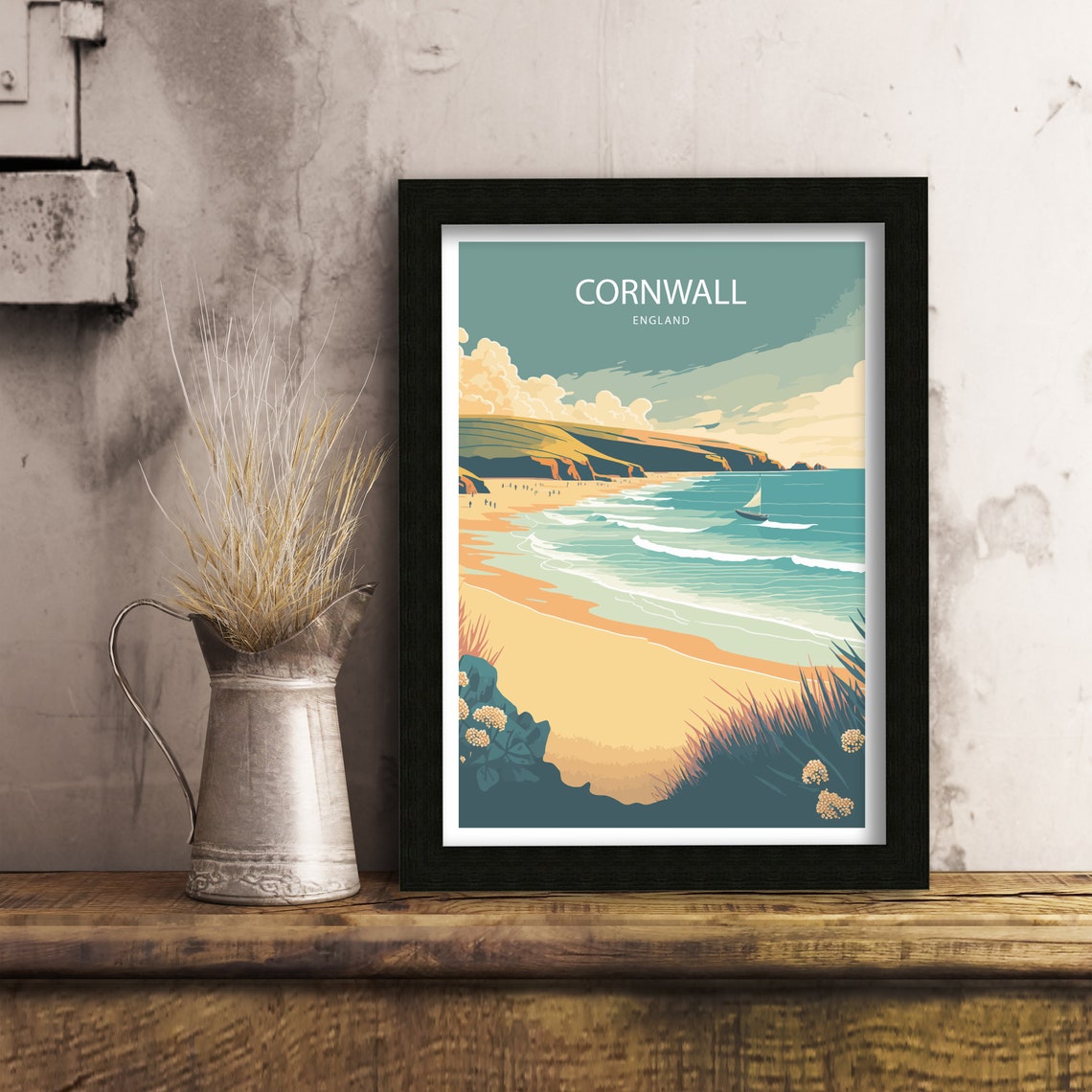 Cornwall England Golden Beach Retro Surf Coast Travel Poster - Image 6