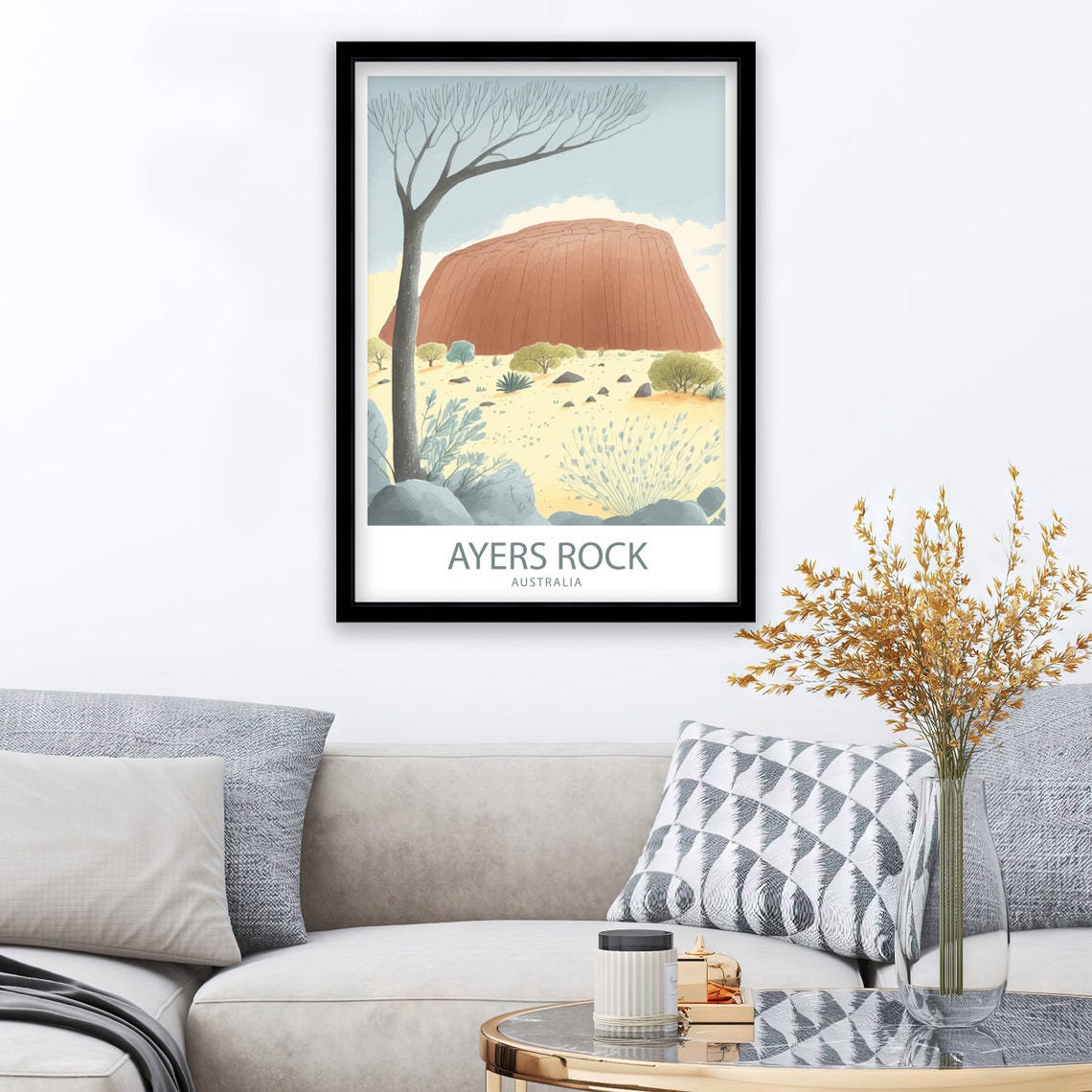 Ayers Rock Australia Watercolor Desert Monolith Landscape Poster - Image 2