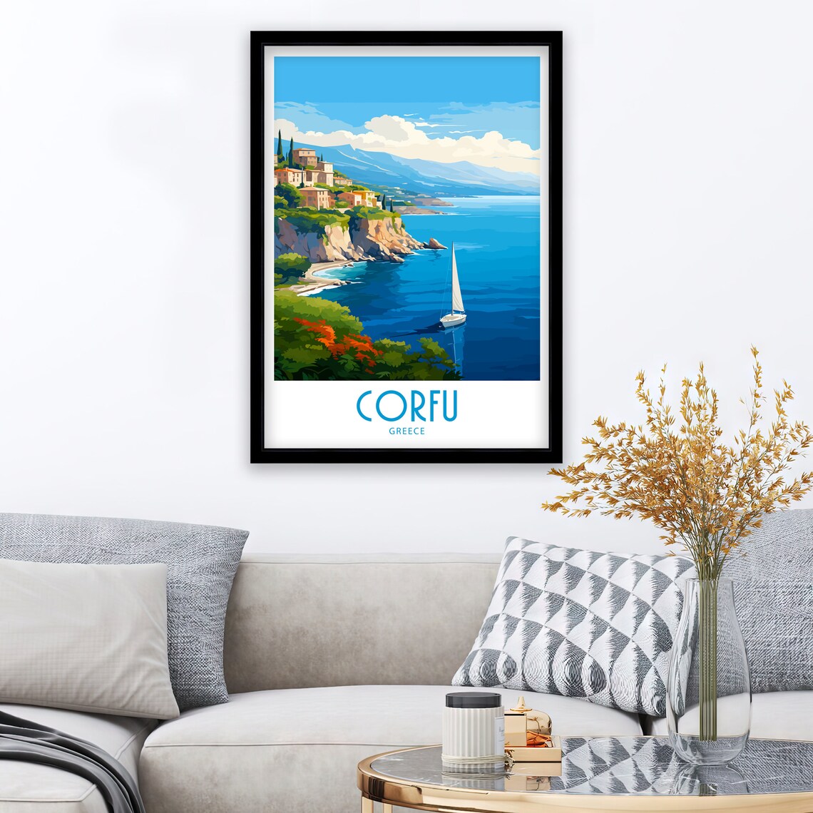 Corfu Greece Travel Poster, Home Decor Art Print - Image 3