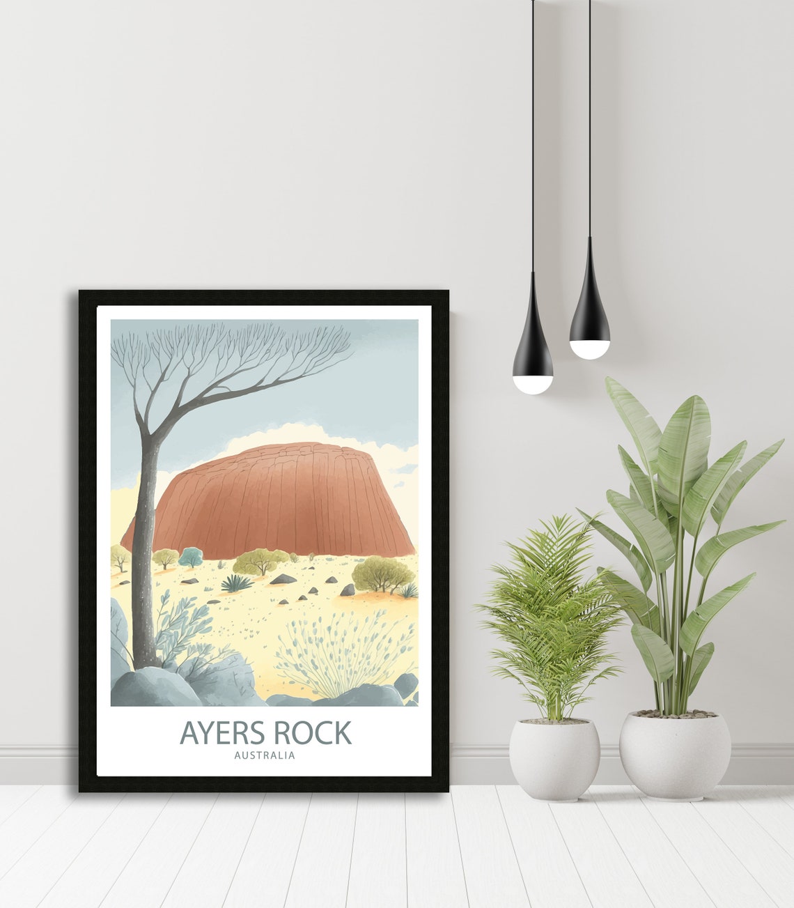 Ayers Rock Australia Watercolor Desert Monolith Landscape Poster - Image 4