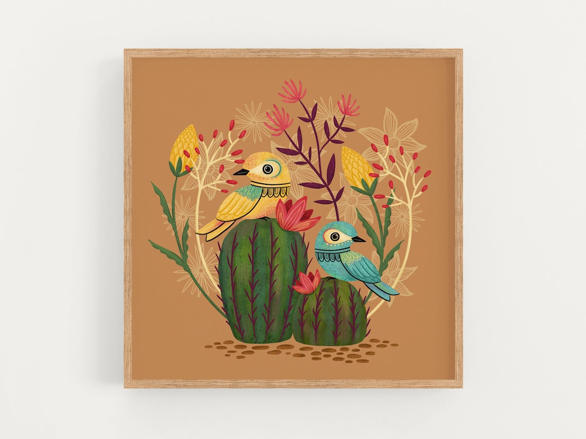 Desert Birds Art Print, Animal Wildlife Poster