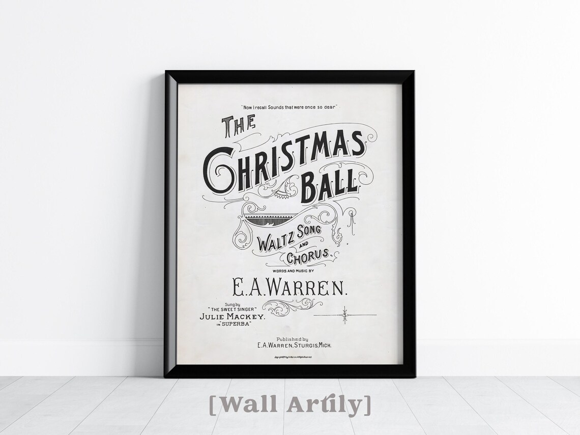 The Christmas Ball Vintage Sheet Music Cover Waltz Song Poster - Image 2