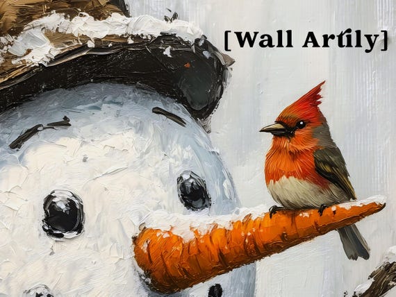 Cute Snowman Christmas Wall Art Winter Wall Art Holiday Festive Christmas Cottagecore Farmhouse Wall Decor