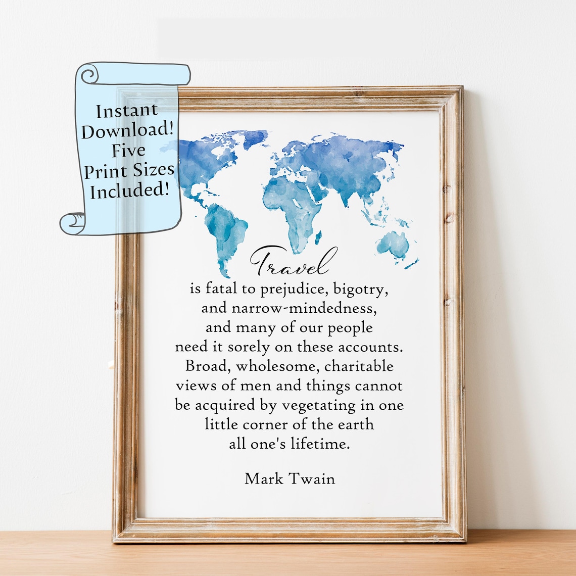 Mark Twain Quote Travel Poster, Literary Wall Art