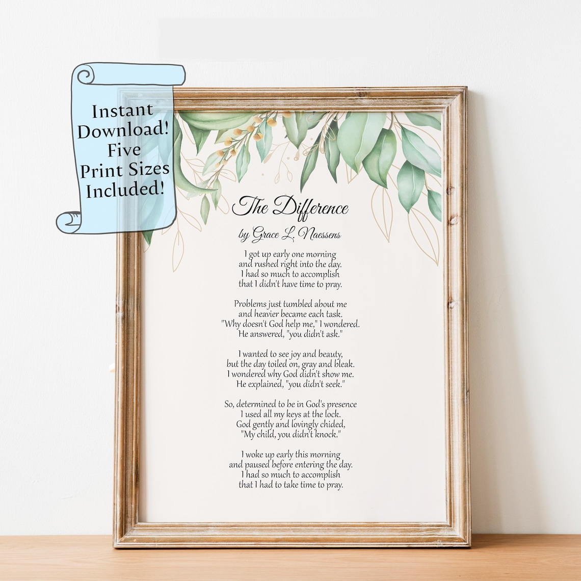 The Difference Poem By Grace L Naessens Art Print