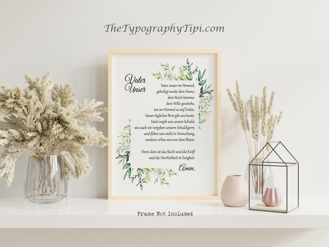 Vater Unser Christian Wall Art Print, German Prayer
