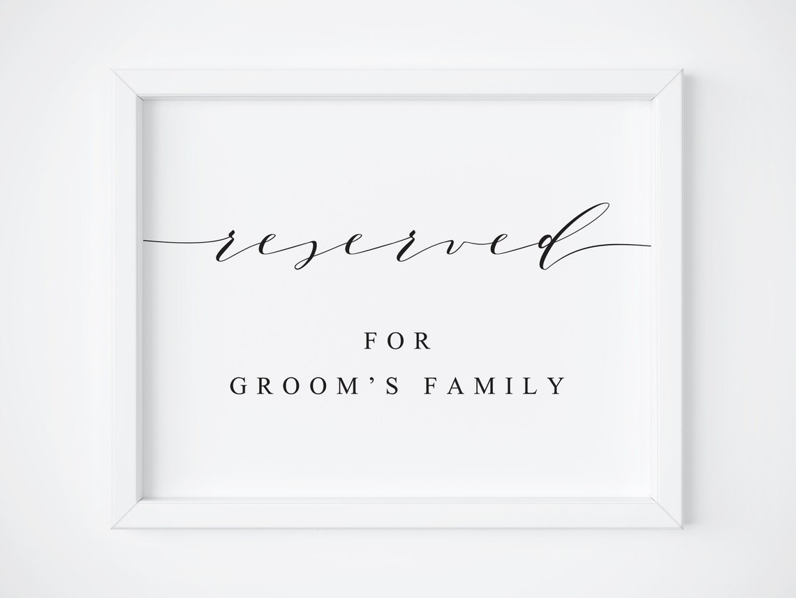 Reserved For Grooms Family Wedding Sign Seating Table Ceremony Poster
