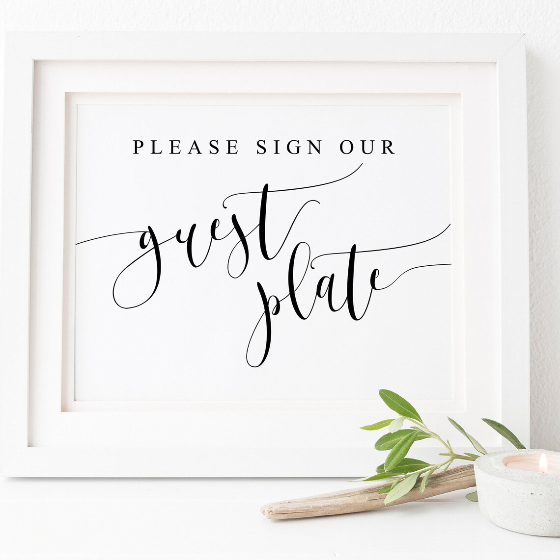 Please Sign Our Guest Plate Wedding Guestbook Sign Art Poster