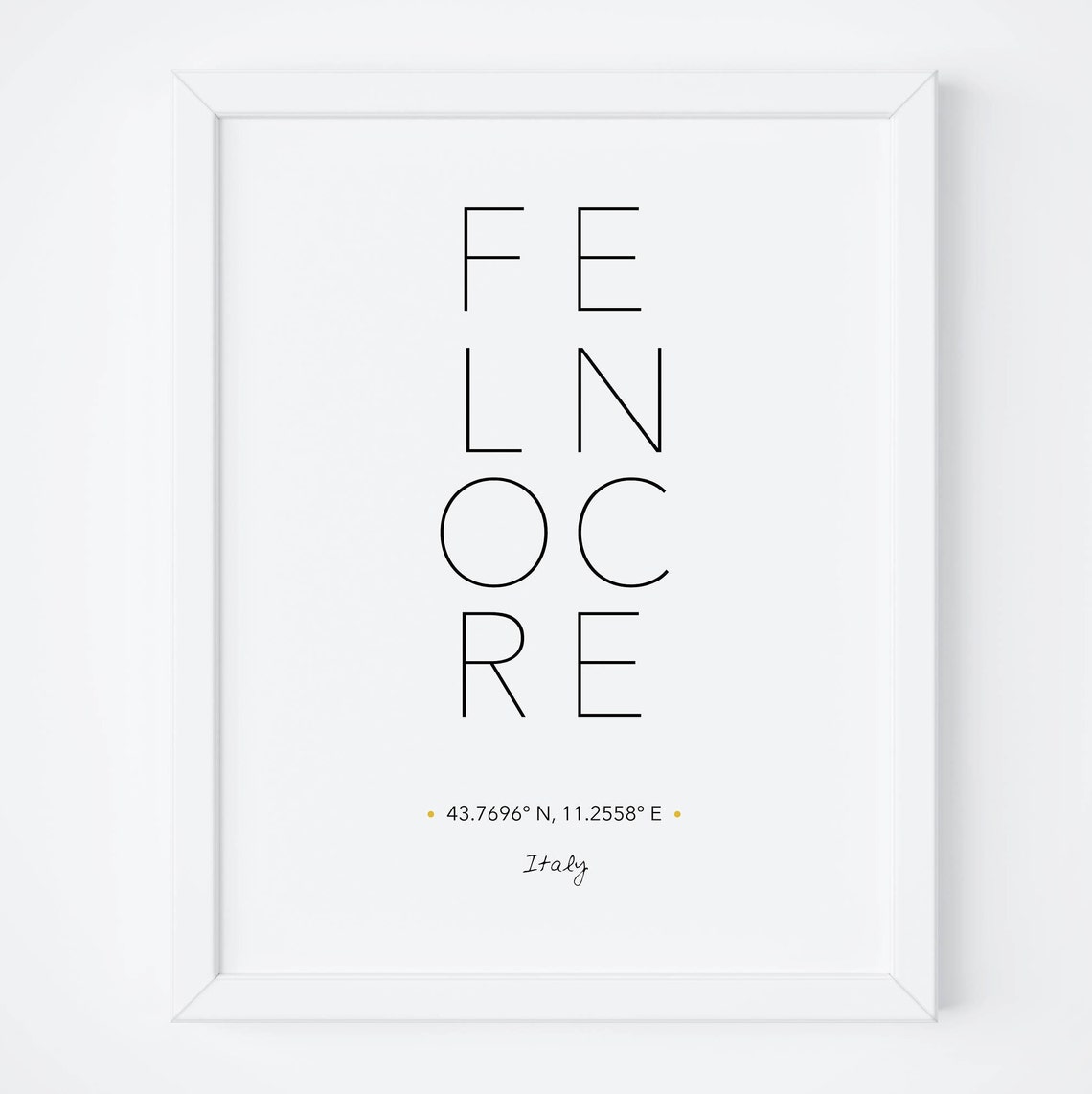 Florence Italy Coordinates Minimalist Typography Travel Art Print