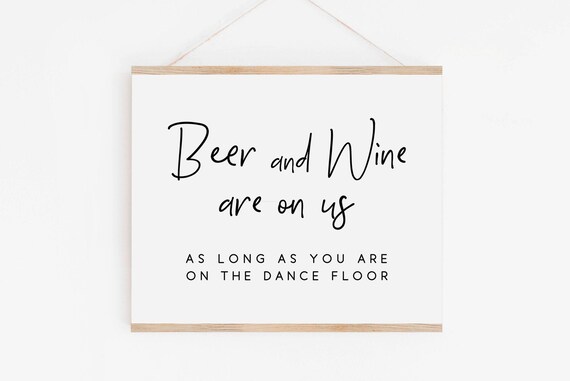 Beer and Wine Wedding Bar Sign Cheers Poster