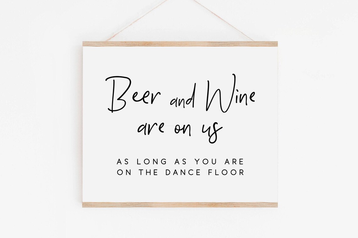 Beer and Wine Wedding Bar Sign Cheers Poster
