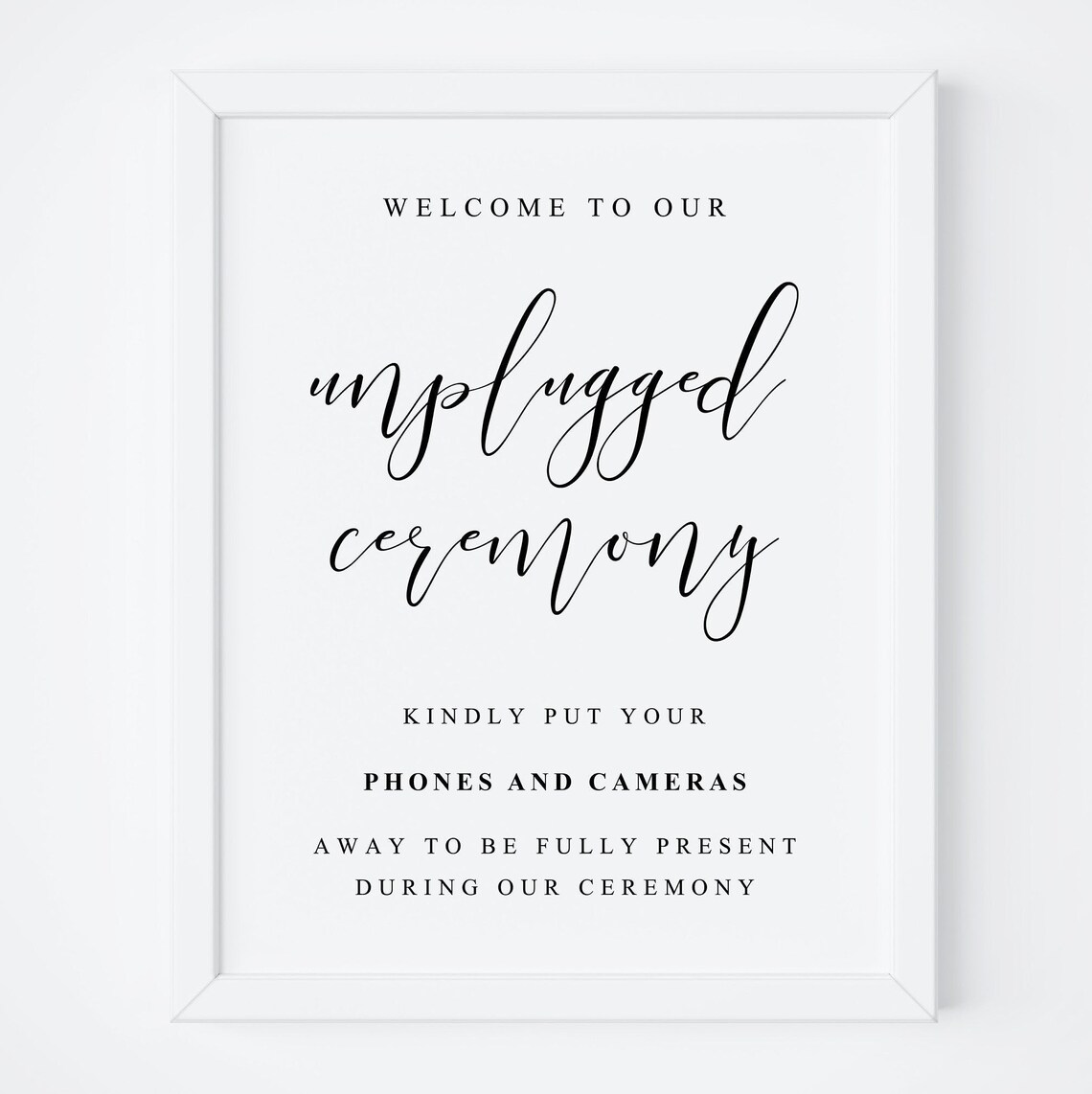 Unplugged Wedding Ceremony Sign, Wedding Decor