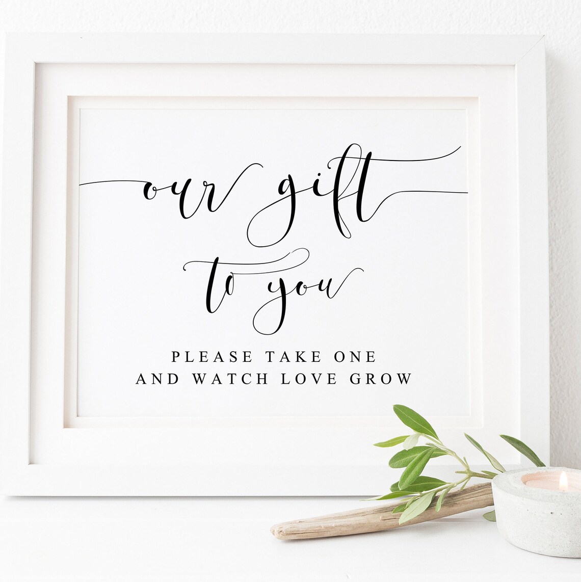 Love Grow Succulent Wedding Favor Sign, Art Print