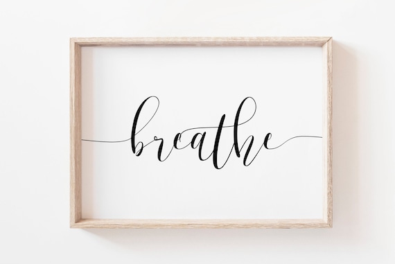 Breathe Calm Mindfulness Script Minimalist Zen Home Decor Poster